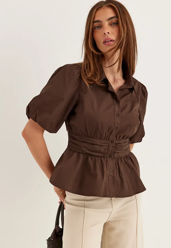 Waist Detail Cotton Blouse
