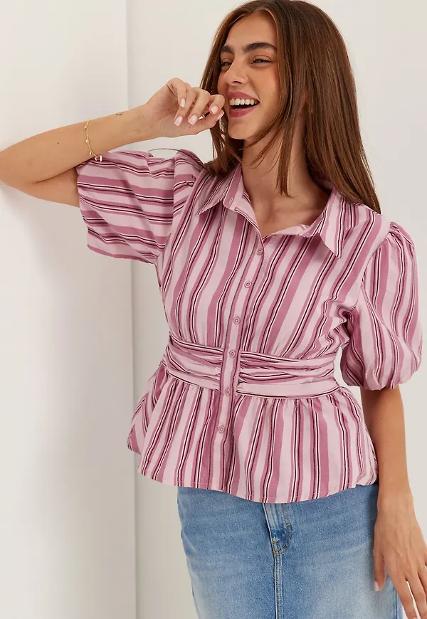 Waist Detail Cotton Blouse
