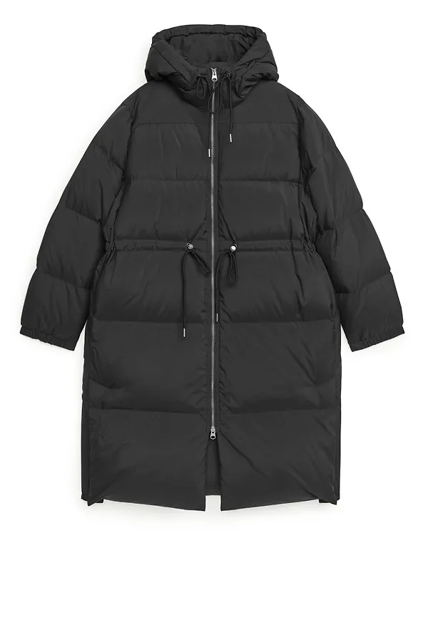 Waisted Down Coat - Black