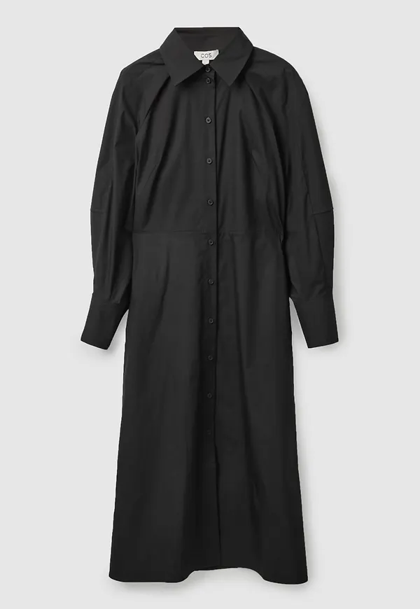 WAISTED MIDI SHIRT DRESS