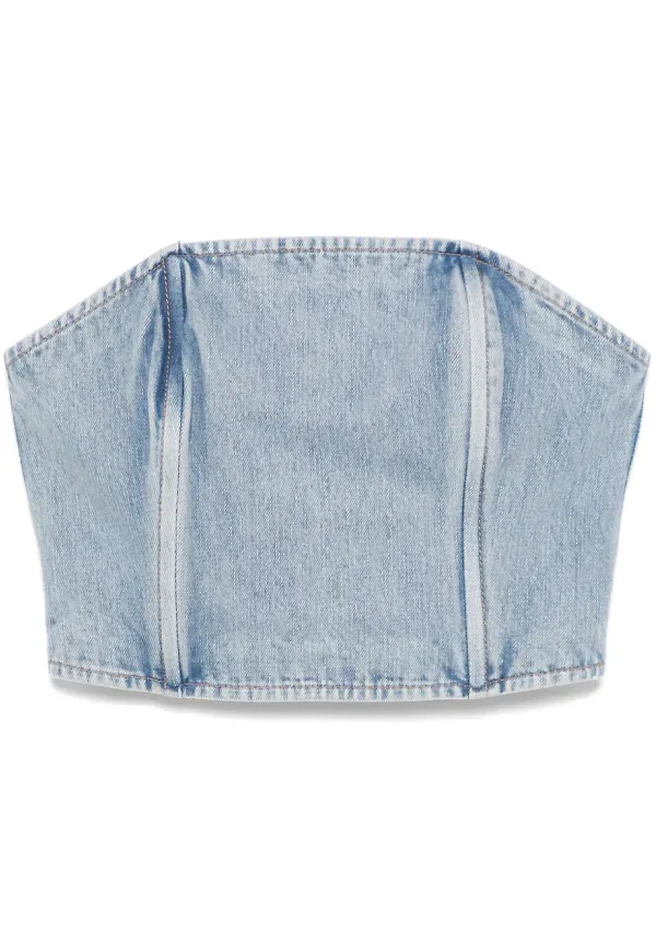 WARDROBE.NYC axelbandslös croptop - Blå