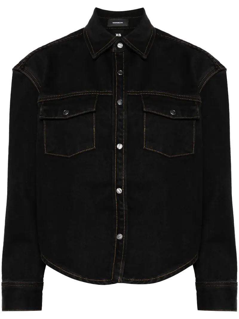 WARDROBE.NYC jeansjacka med krökt fåll - Svart