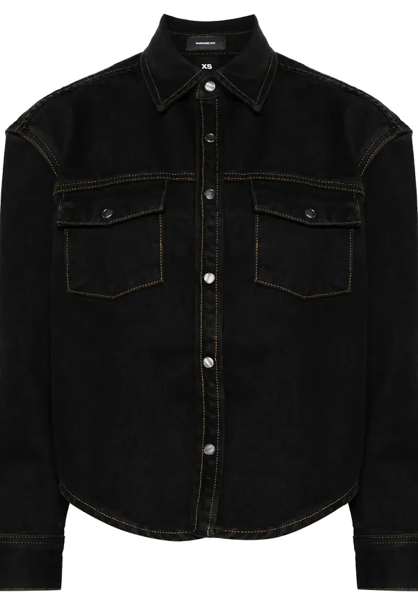 WARDROBE.NYC jeansjacka med krökt fåll - Svart