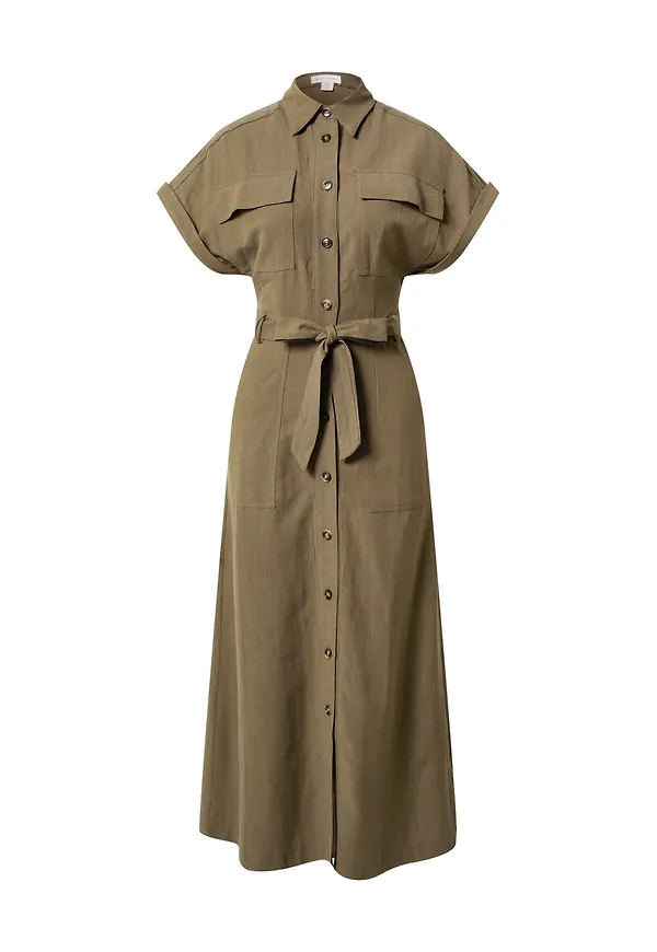 Warehouse Skjortklänning khaki