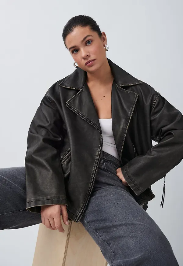 washed biker jacket
