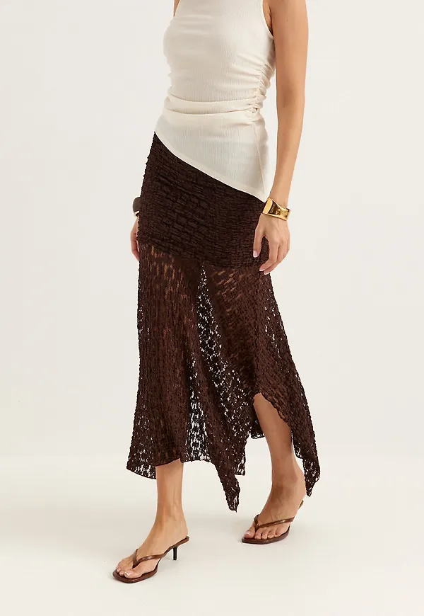 Waterfall Asymmetric Lace Skirt