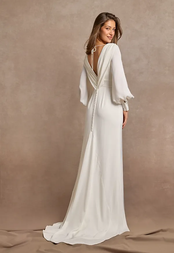 Waterfall Back Satin Wedding Gown