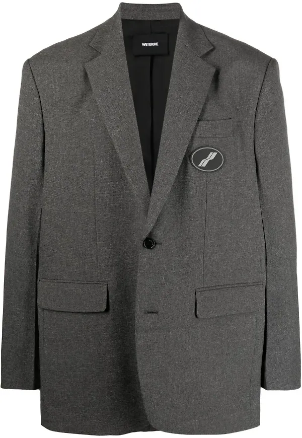 We11done enkelknäppt blazer med spetsigt slag - Grå