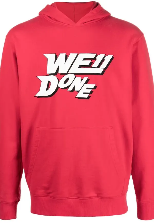 We11done hoodie med logotyp - Röd