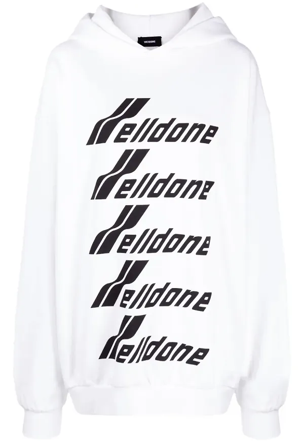 We11done hoodie med logotyp - Vit