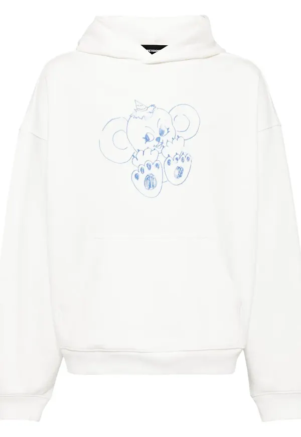 We11done hoodie med monstertryck - Vit