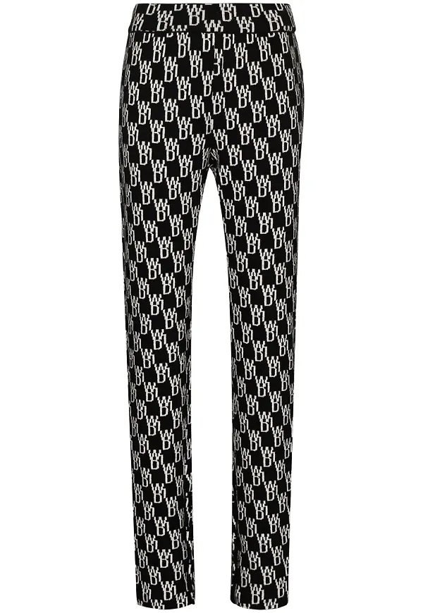 We11done stickade byxor med monogram - Svart