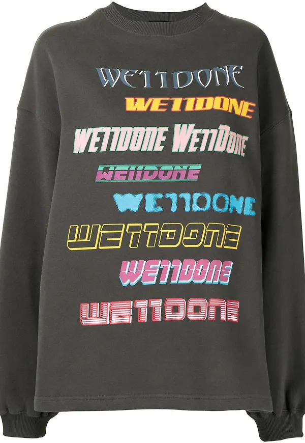 We11done sweatshirt med logotyp - Grå