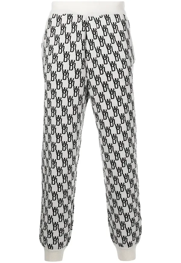We11done trackpants med intarsiastickat monogram - Neutral