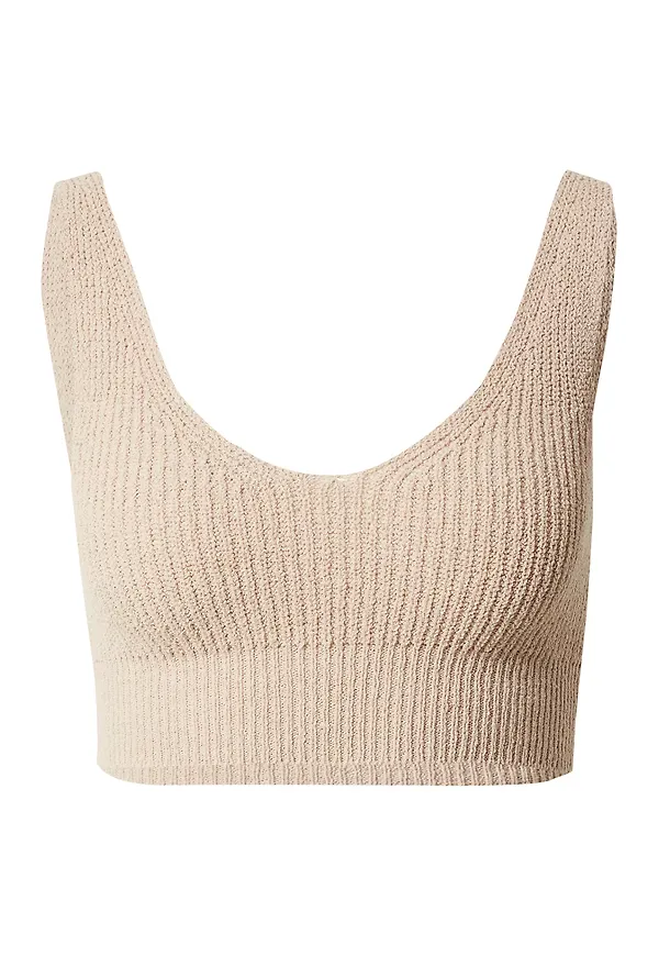 WEEKDAY Broderad topp 'Issa' ljusbrun