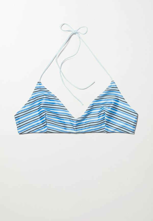 Weekday Nova Striped Bikini Top Blue Stripe, Bikinitoppar i storlek L och färg Blå