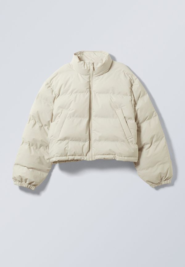 Weekday Promise Cropped Puffer Crèmevit, Jackor i storlek L