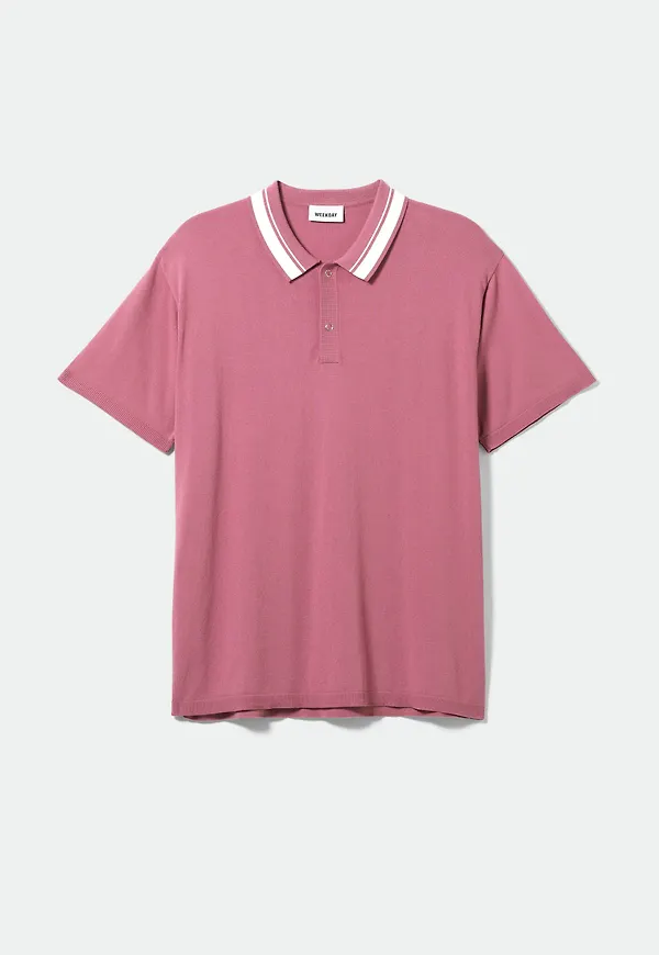 Weekday Stickad Polo Jared Hallon, Poloshirts i storlek XS