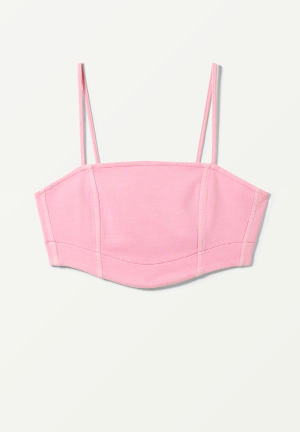 Weekday Stitch Corset Top Pink, Linnen i storlek L och färg Rosa