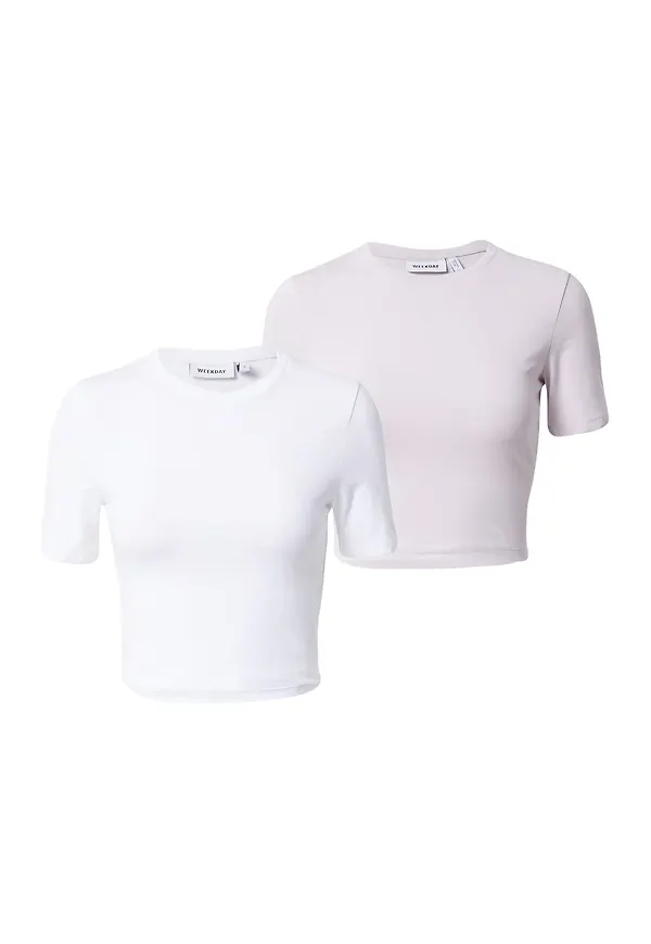 WEEKDAY T-shirt rosé / vit
