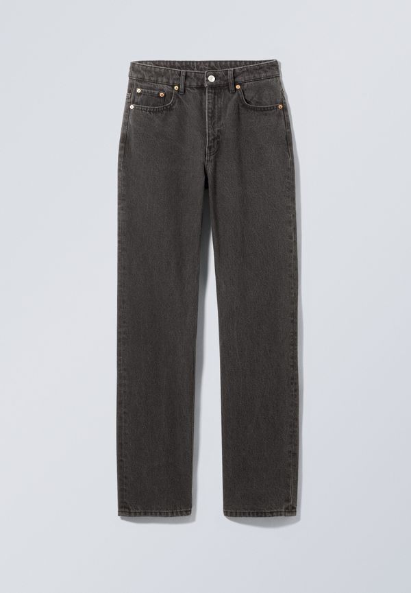 Weekday Voyage High Straight Jeans Vintage Black i storlek 24/32 och färg Svart