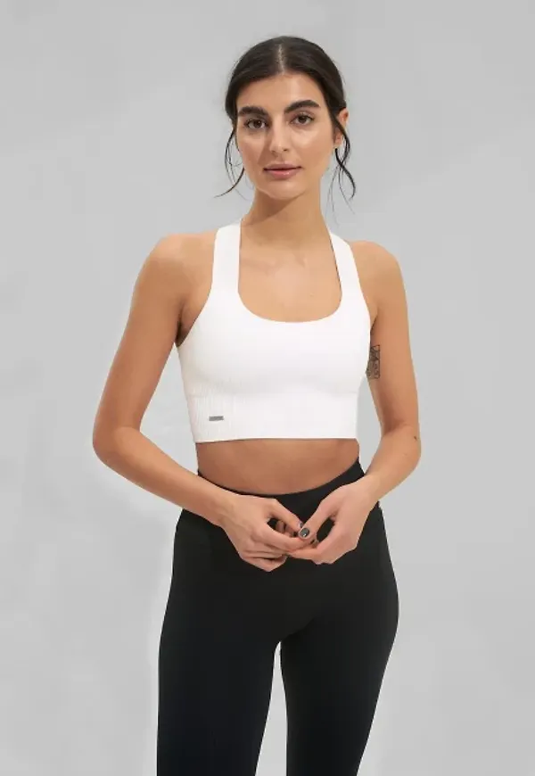 White High Support Ribbed Bra