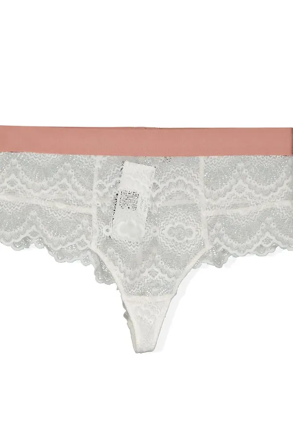 White Lace Panties Pink Elastic