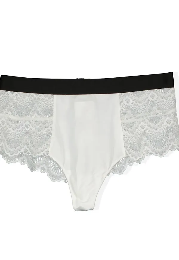 White Lace Panties with Black Elastic