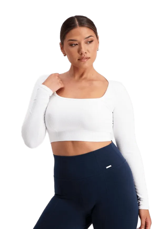 White Luxe Seamless Cropped Long Sleeve