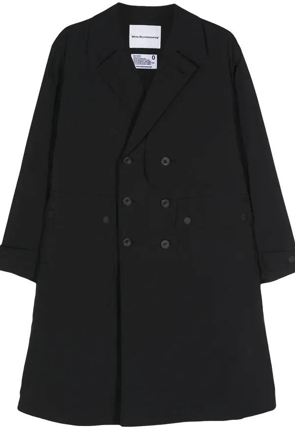 White Mountaineering dubbelknäppt kappa - Svart