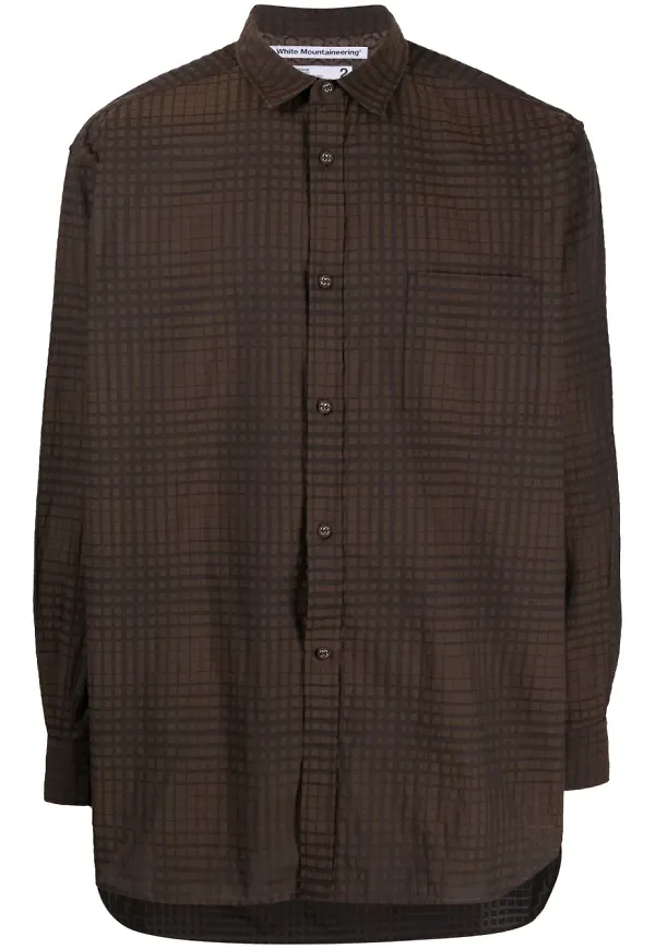 White Mountaineering rutig skjorta - Brun