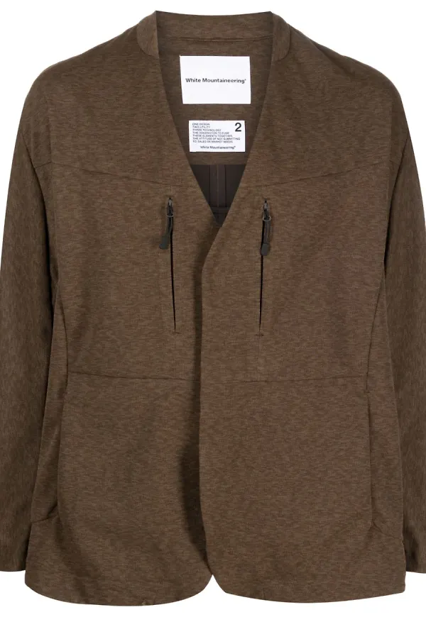 White Mountaineering v-ringad långärmad jacka - Brun