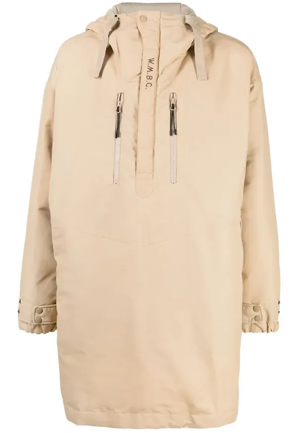 White Mountaineering vadderad rock med halv dragkedja - Brun