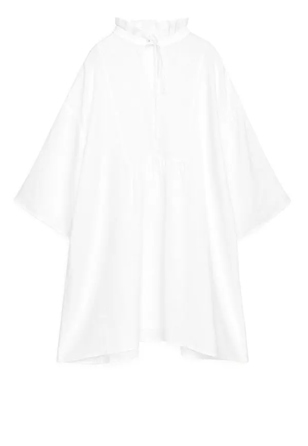 Wide-Fit Linen Dress - White
