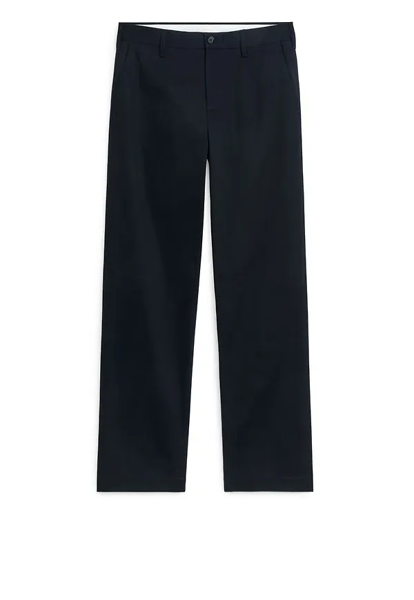 Wide-Leg Cotton Chinos - Blue