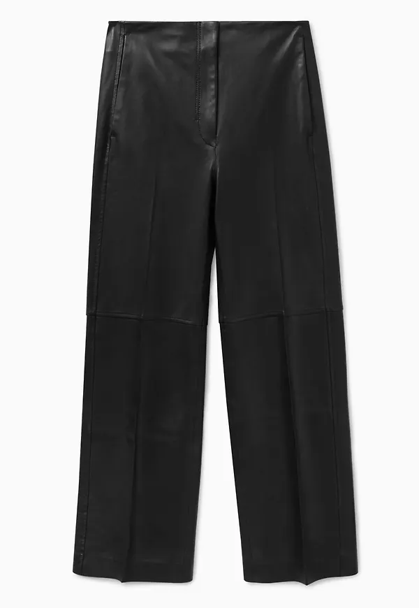 WIDE-LEG LEATHER TROUSERS