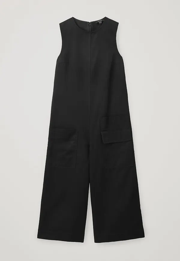 WIDE-LEG ORGANIC COTTON-LINEN JUMPSUIT