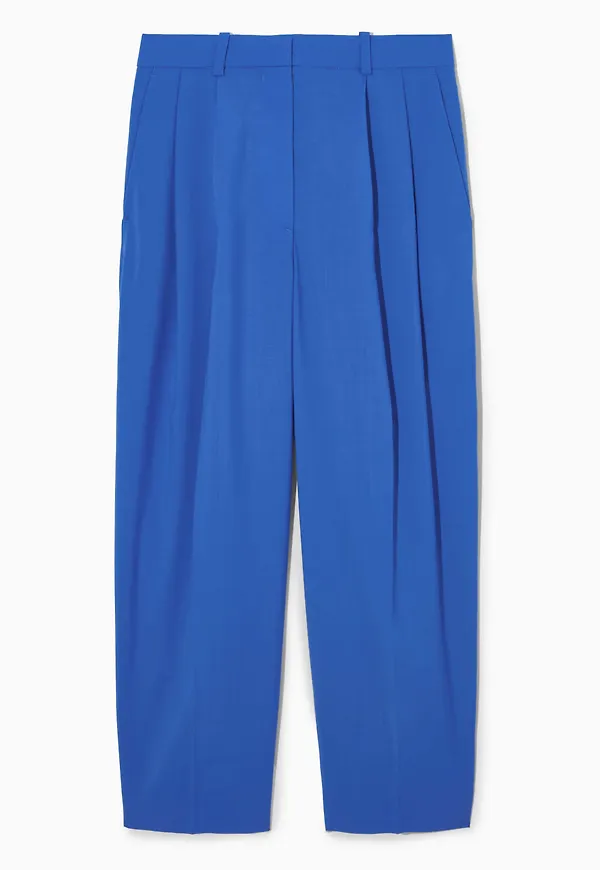 WIDE-LEG PLEATED WOOL TROUSERS