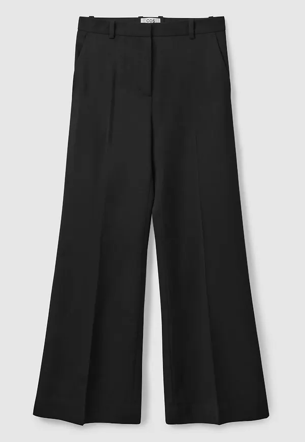 WIDE-LEG WOOL FLARED TROUSERS
