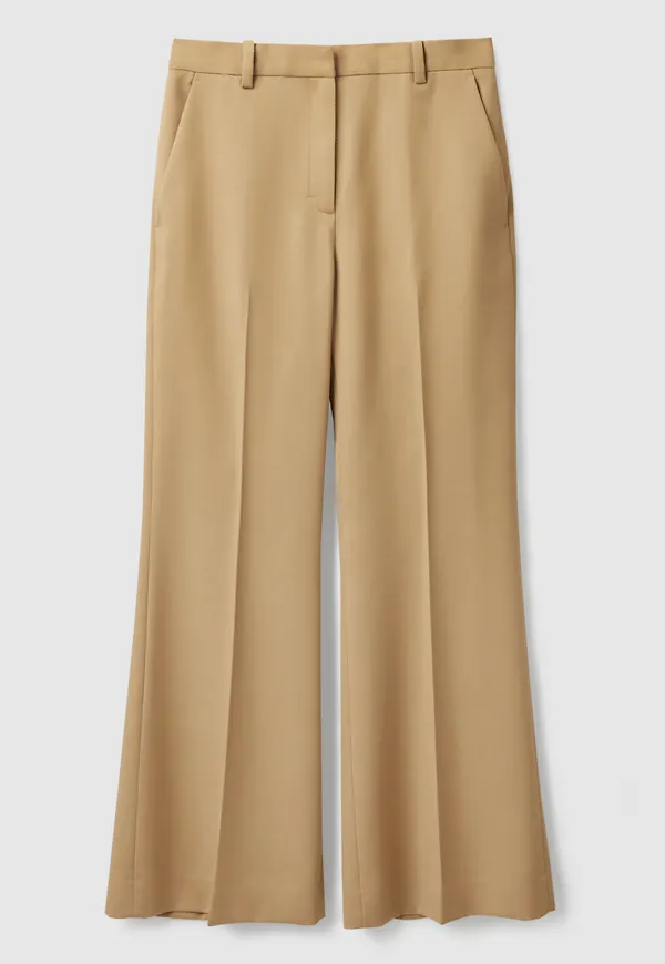 WIDE-LEG WOOL FLARED TROUSERS