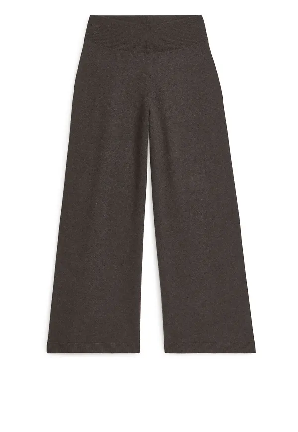 Wide Cashmere Trousers - Beige