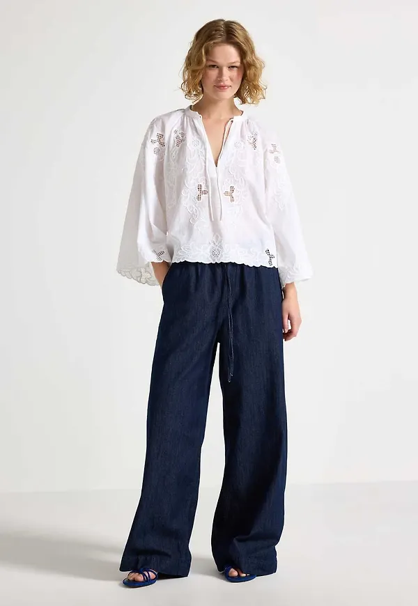 WIDE denimbyxa med elastisk midja
