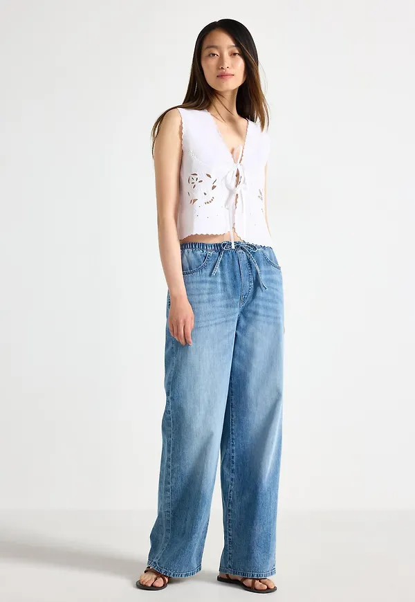 WIDE denimbyxa med elastisk midja