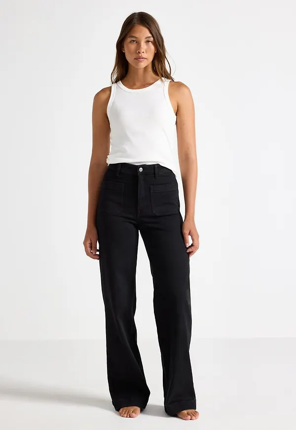 WIDE Paula high waist jeans med lätt stretch