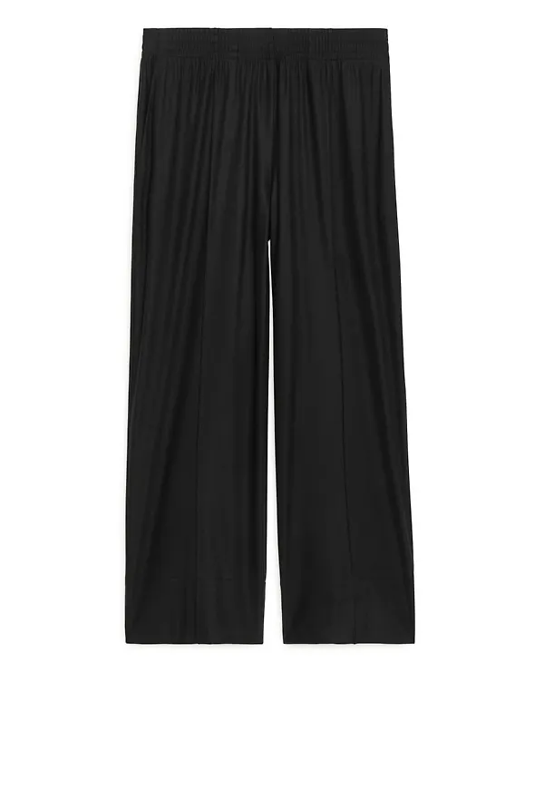 Wide Jersey Trousers - Black