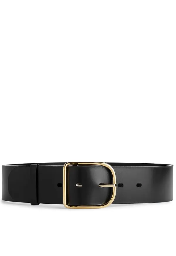 Wide Leather Belt - Black