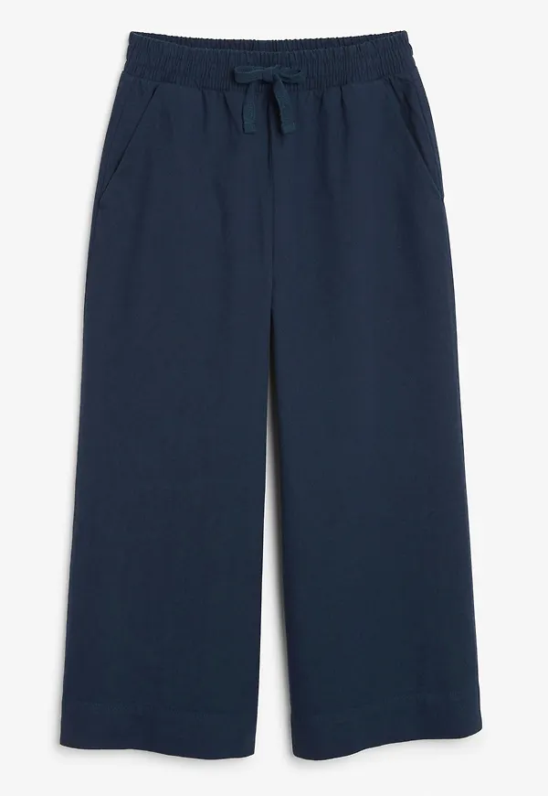 Wide leg canvas trousers - Blue