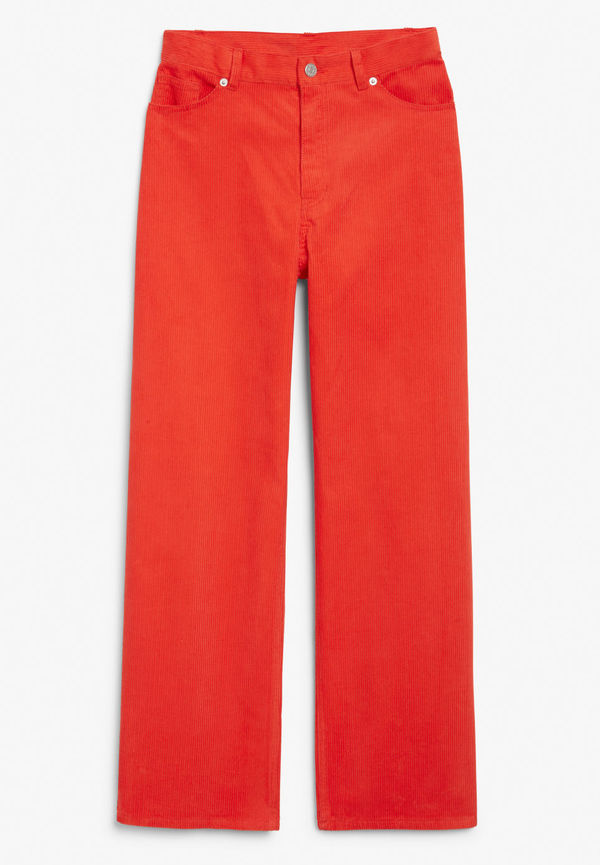 Wide leg corduroy trousers - Red