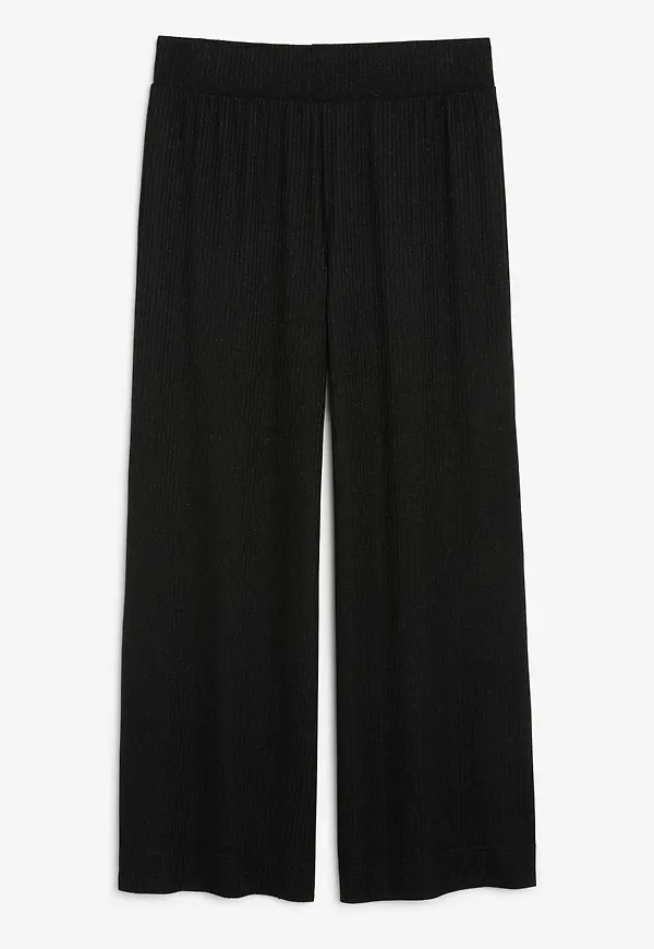 Wide leg glitter trousers - Black