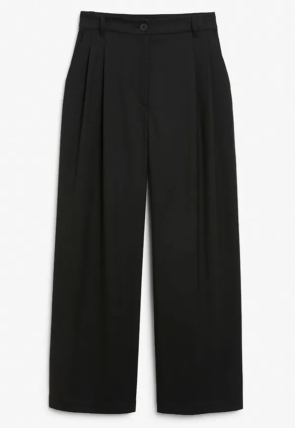 Wide leg pleated trousers - Black